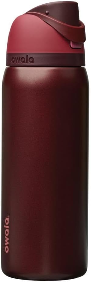 Owala FreeSip Insulated Stainless Steel Water Bottle with Straw. BPA-Free Sports Water Bottle. Great for Travel. 32 Oz. Black Cherry