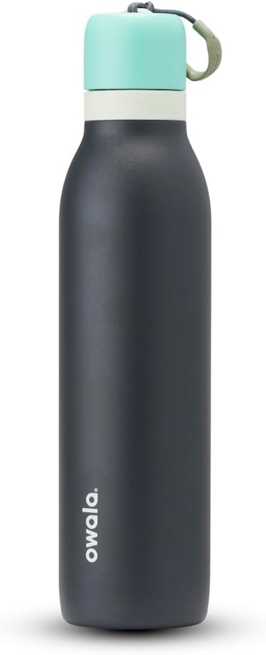 Owala FreeSip Twist Insulated Stainless Steel Water Bottle with Straw for Sports and Travel. BPA-Free. 24-oz. Blue/Grey (Foggy Tide)