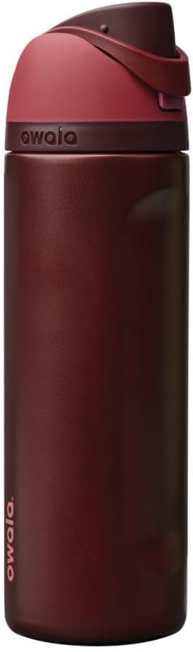 Owala FreeSip Insulated Stainless Steel Water Bottle with Straw. BPA-Free Sports Water Bottle. Great for Travel. 24 Oz. Black Cherry