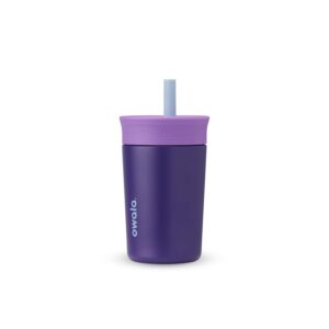 Owala Kids Insulation Stainless Steel Tumbler with Spill Resistant Flexible Straw. Easy to Clean. Kids Water Bottle. Great for Travel. Dishwasher Safe. 12 Oz. Purple (Peacock Palace)