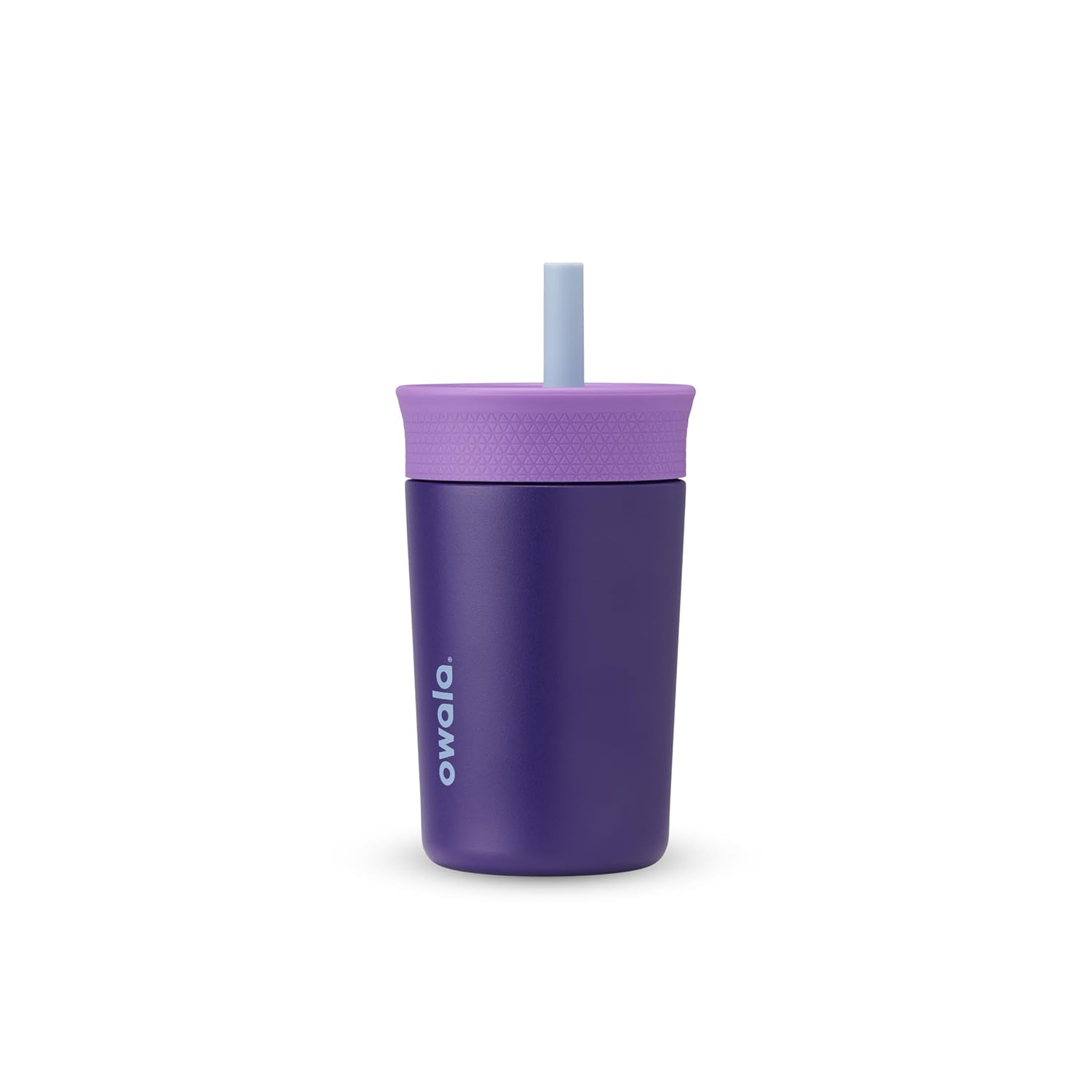 Owala Kids Insulation Stainless Steel Tumbler with Spill Resistant Flexible Straw. Easy to Clean. Kids Water Bottle. Great for Travel. Dishwasher Safe. 12 Oz. Purple (Peacock Palace)