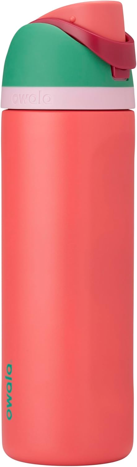 Owala FreeSip Insulated Stainless Steel Water Bottle with Straw for Sports. Travel. and School BPA-Free Sports Water Bottle. 24 oz. Strawberry Fields