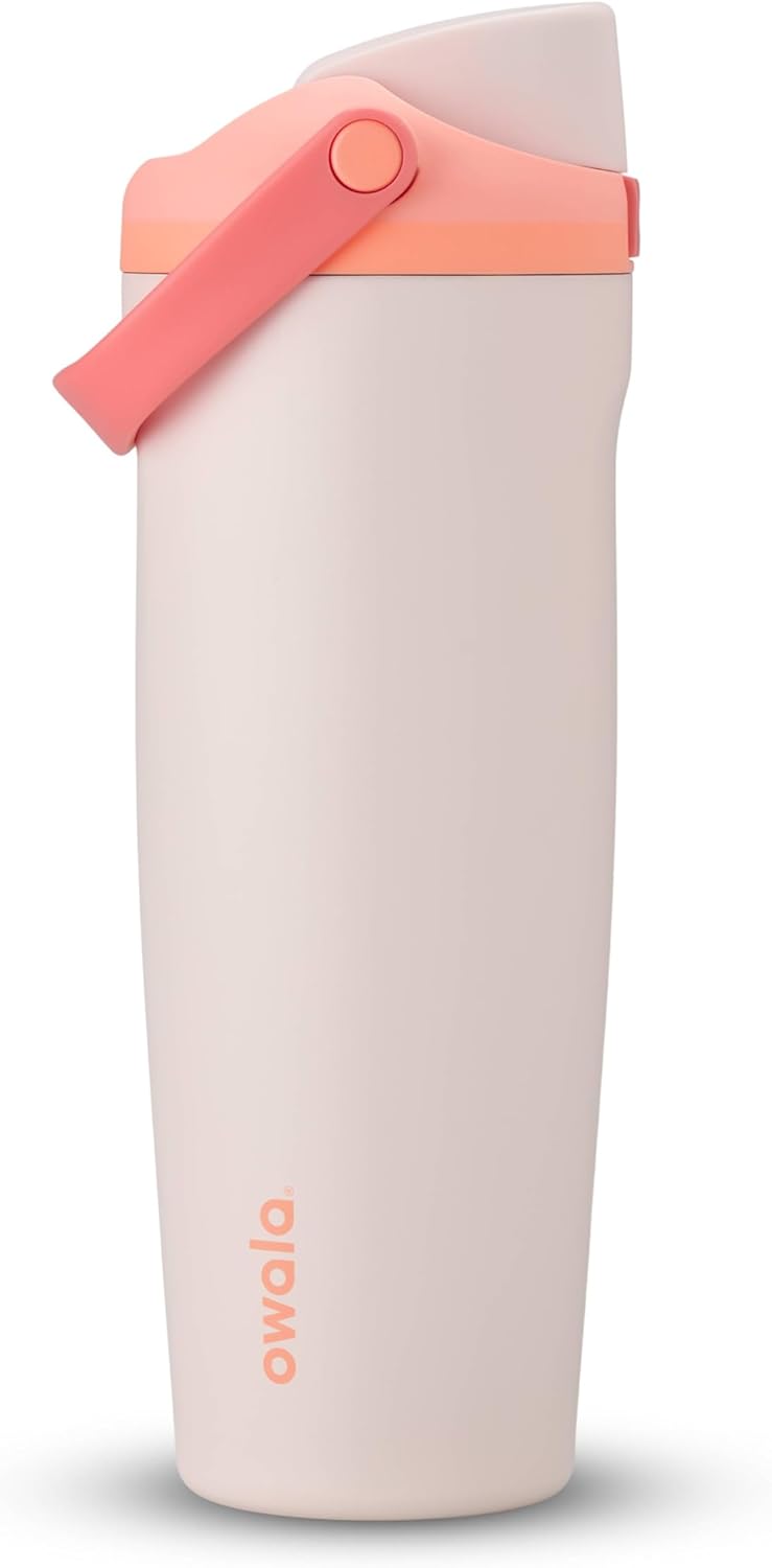 Owala FreeSip Sway Insulated Stainless Steel Water Bottle with Two-Way Spout. Built-In Straw and Bucket Handle. Made for Travel. School. and Sports. 30oz. BPA Free. Leak Proof. Sparkling Sherbet