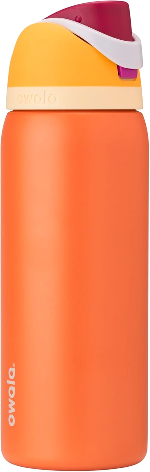Owala FreeSip Insulated Stainless Steel Water Bottle with Straw for Sports. Travel. and School BPA-Free Sports Water Bottle. 32 oz. Citrus Crush