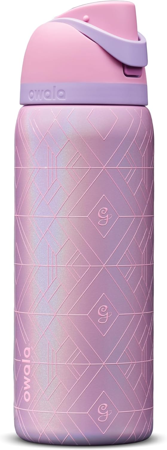 Owala Wicked FreeSip Insulated Stainless Steel Water Bottle with Straw for Sports and Travel. BPA-Free Sports Water Bottle. 32 oz. Glinda (Pink)